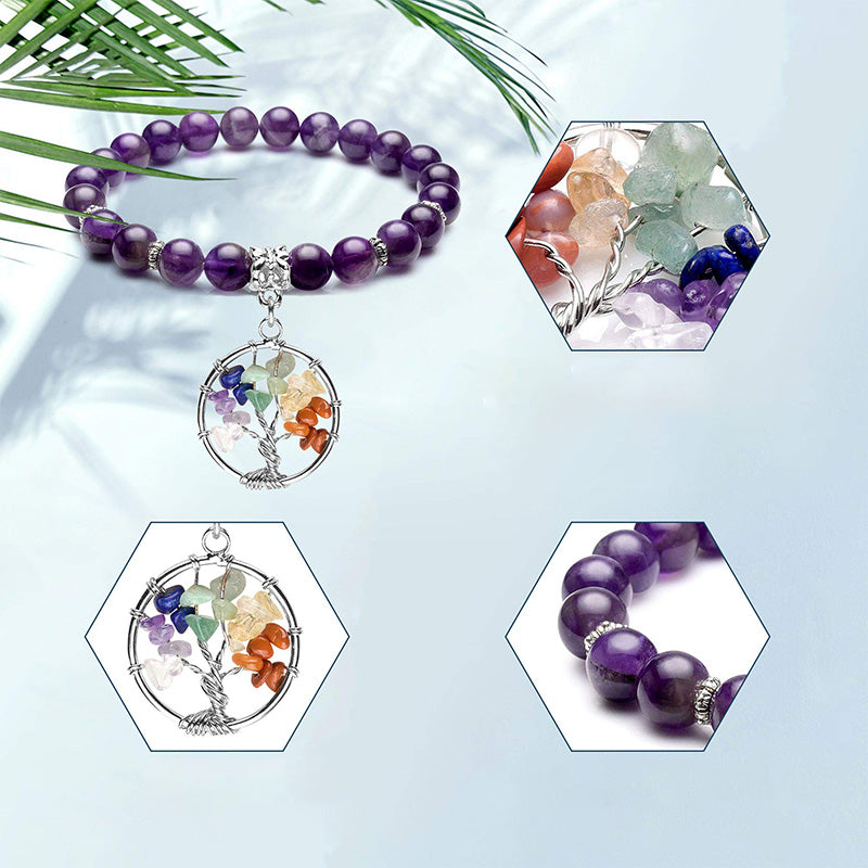 Bracelet Chakra Arbre de Vie Améthyste