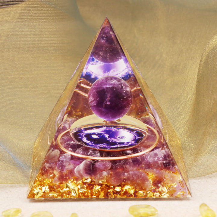 Pyramide d'orgone de guérison en améthyste Olivenorma
