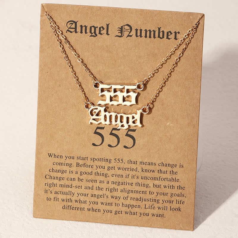Collier double délicat avec chiffres et anges Olivenorma