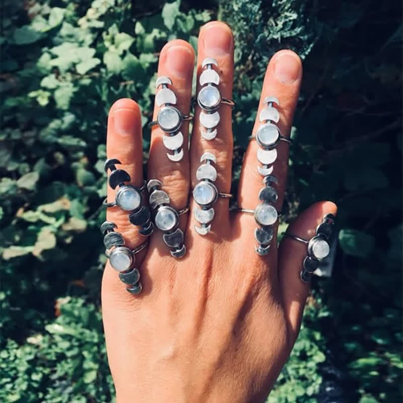 Bague d'énergie féminine en pierre de lune croissant Olivenorma