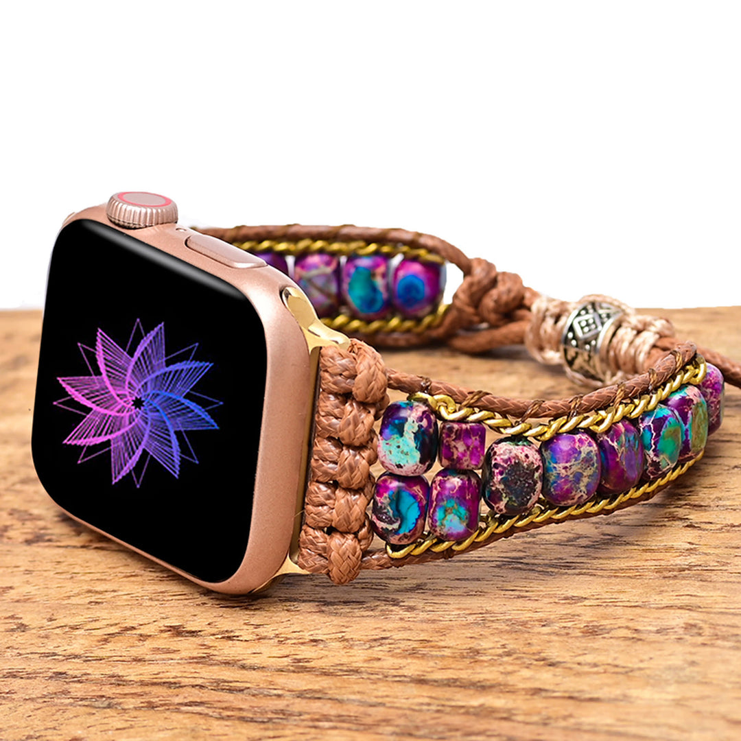 Bracelet enveloppant pour Apple Watch avec pierre empereur bleue Olivenorma