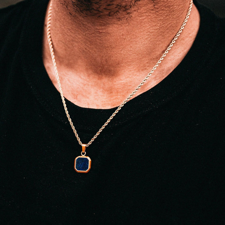 Collier long à chaîne pour homme avec pendentif carré Olivenorma