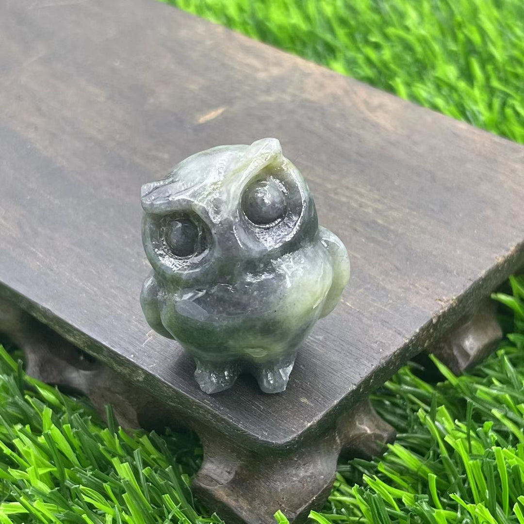 Ornement de hibou en cristal naturel Olivenorma de 3,5 cm, décoration en pierres précieuses