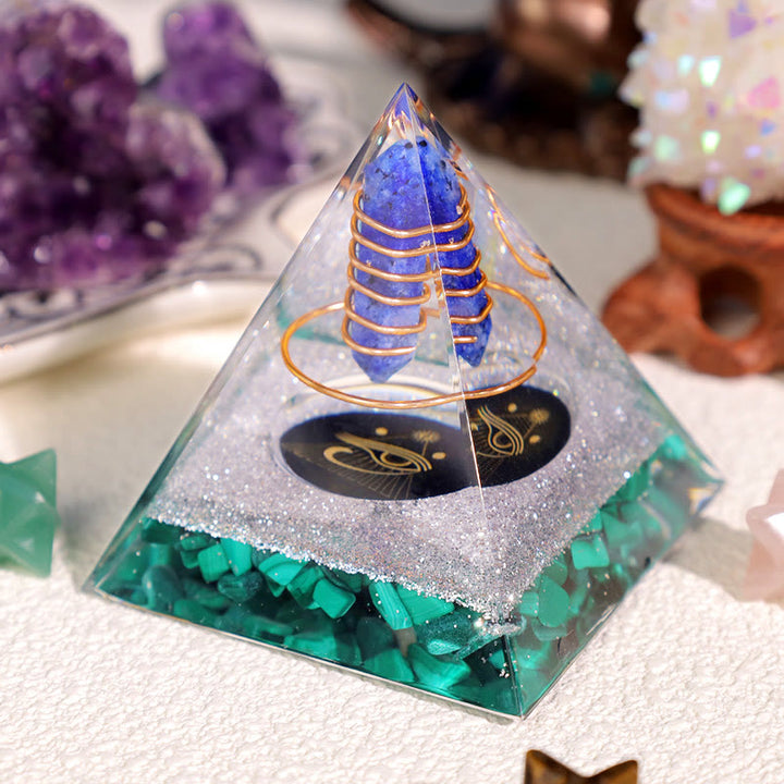 Pyramide d'orgone en lapis-lazuli et malachite Olivenorma