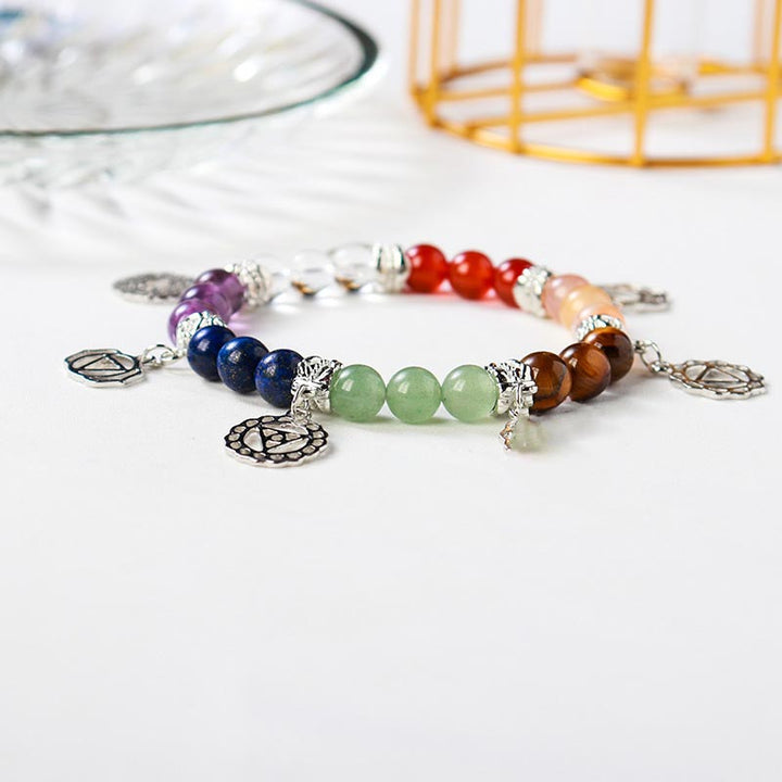 Bracelet de yoga en pierres précieuses naturelles avec sept chakras