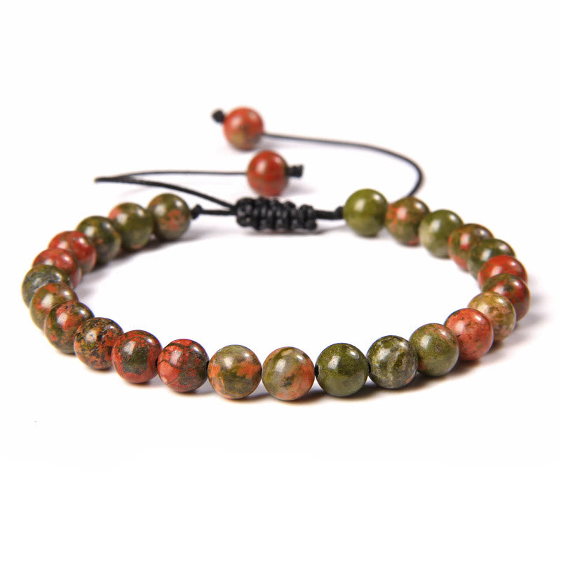 Bracelet tressé en perles de pierre naturelle de 6 mm Olivenorma