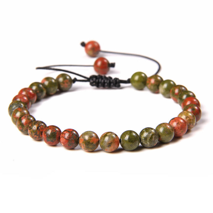 Bracelet tressé en perles de pierre naturelle de 6 mm Olivenorma