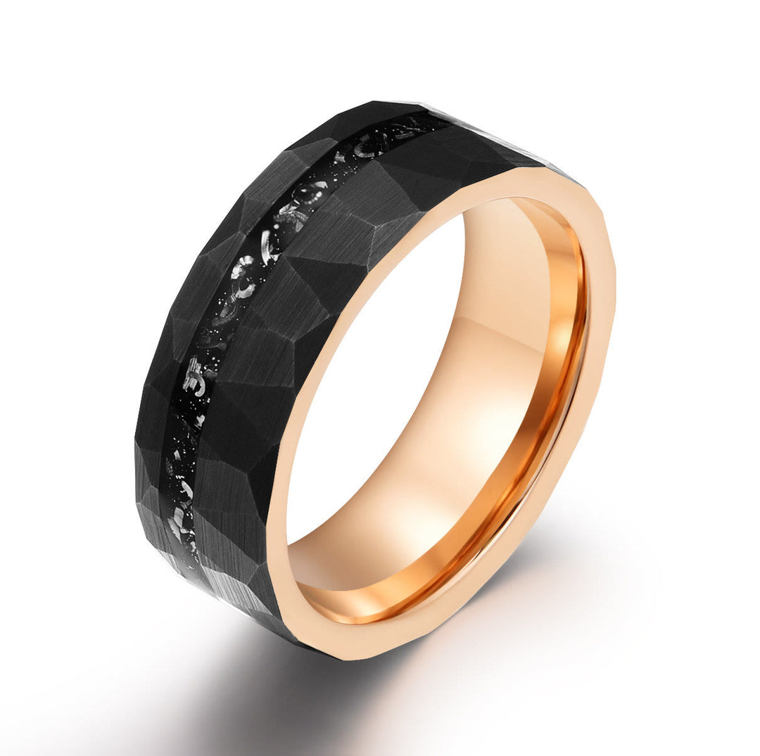 Bague en carbure de tungstène avec tourmaline noire Olivenorma 8 mm
