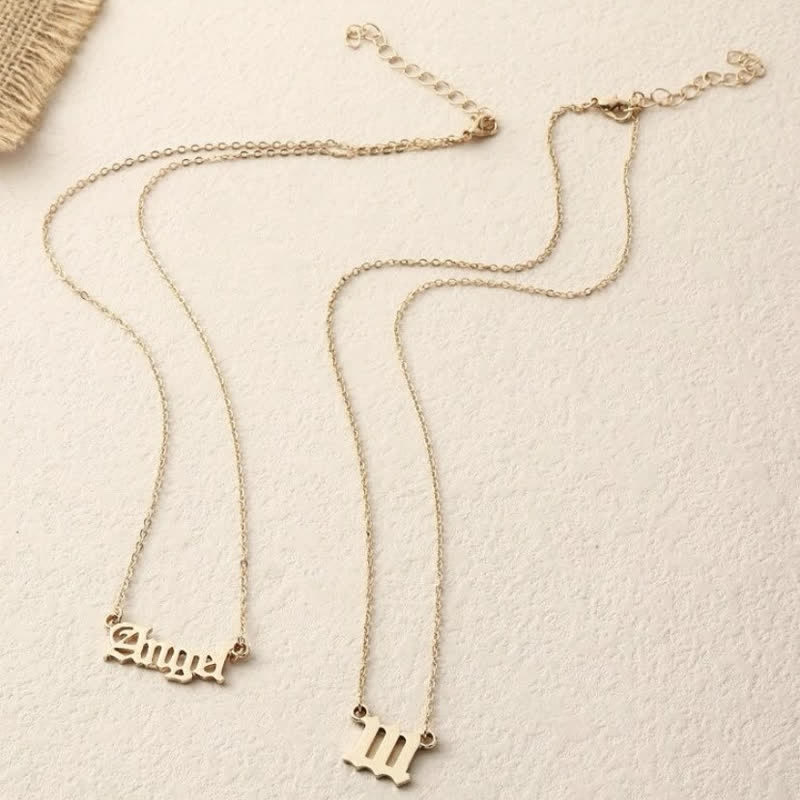 Collier double délicat avec chiffres et anges Olivenorma