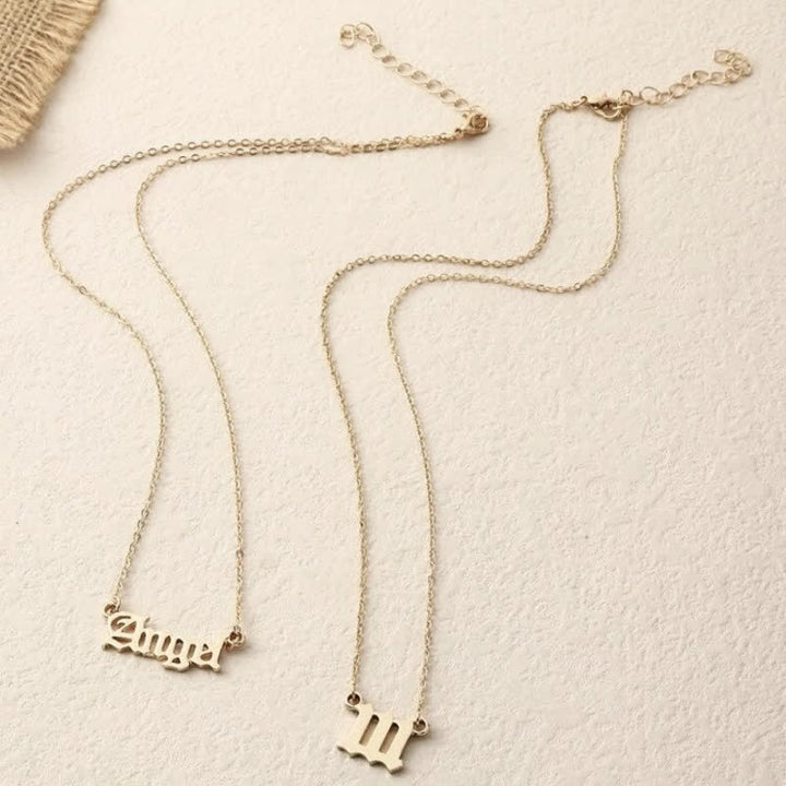 Collier double délicat avec chiffres et anges Olivenorma