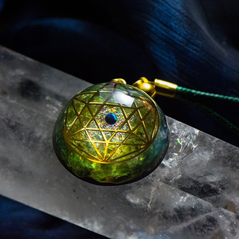 Collier de purification en moroxite et péridot Olivenorma
