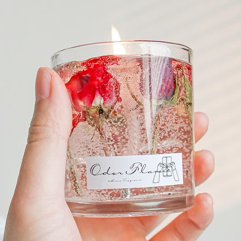 Bougie d'aromathérapie romantique aux vraies fleurs Olivenorma