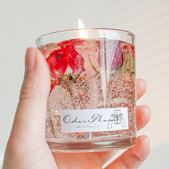 Bougie d'aromathérapie romantique aux vraies fleurs Olivenorma