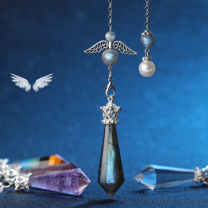 Pendule Ailes d'ange en cristal de labradorite Olivenorma