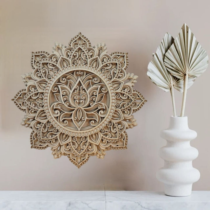 Peinture murale 3D Mandala Lotus Bleu Olivenorma