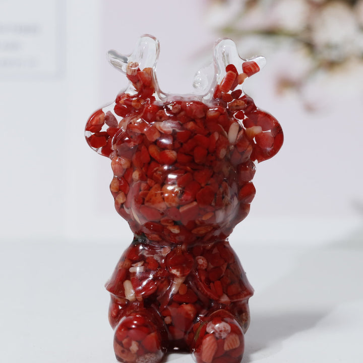 Décoration en pierre précieuse en forme d'élan en cristal naturel Olivenorma