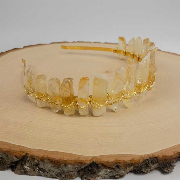Couronne de cristal pour bandeau de mariée en or et citrine Olivenorma