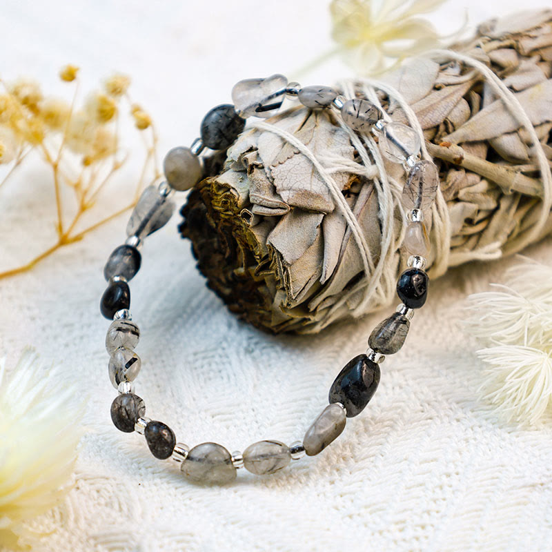 Bracelet artisanal en gravier de cristal irrégulier Olivenorma