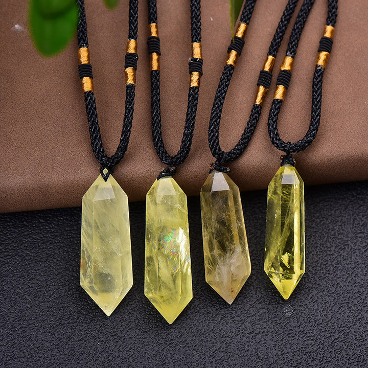 Olivenorma« Vie prospère » – Collier en cristal à prisme hexagonal en citrine