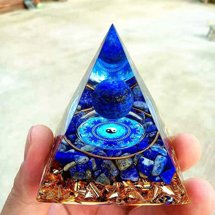 Pyramide d'orgone en pierre naturelle de lapis-lazuli Olivenorma
