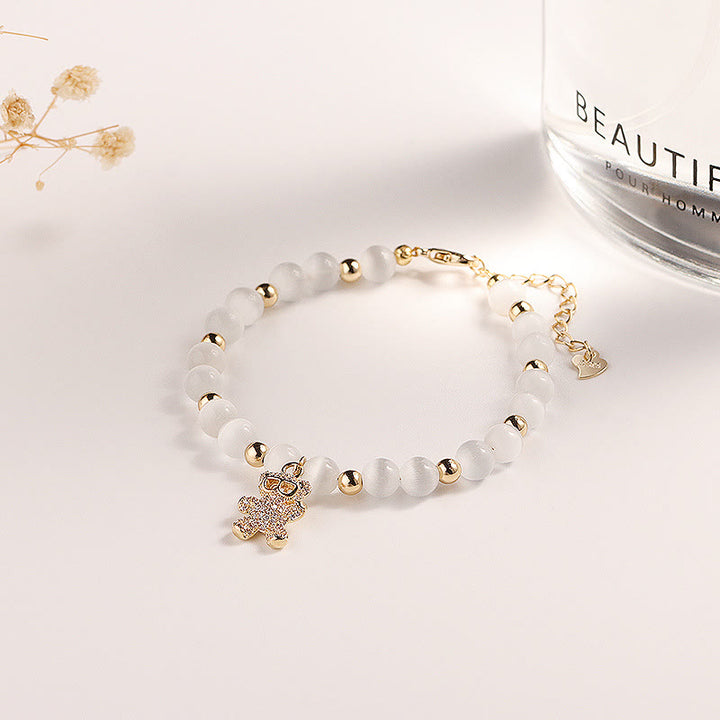 Bracelet à breloques en forme d'ours en cristal d'améthyste Olivenorma de 6 mm