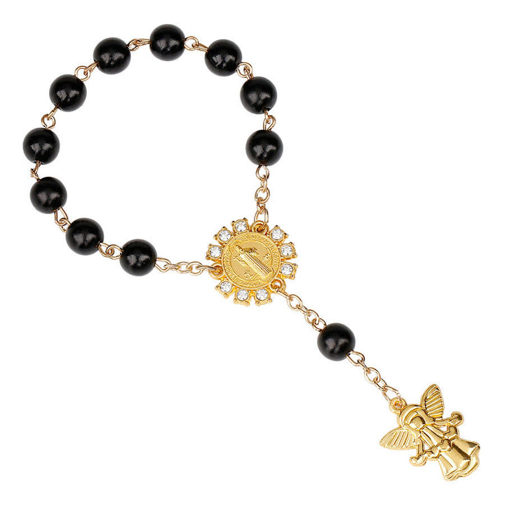 Bracelet chapelet chrétien avec pendentif ange doré de 8 mm Olivenorma