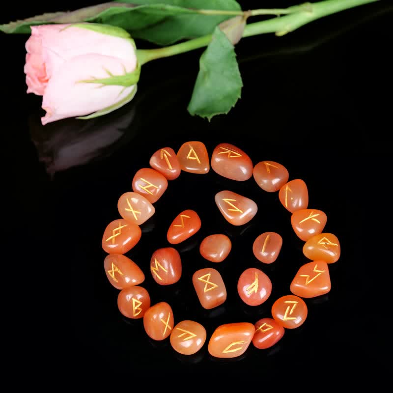 Alphabet runique Olivenorma Pierre graphique sculptée Équilibre Décoration de pierres précieuses