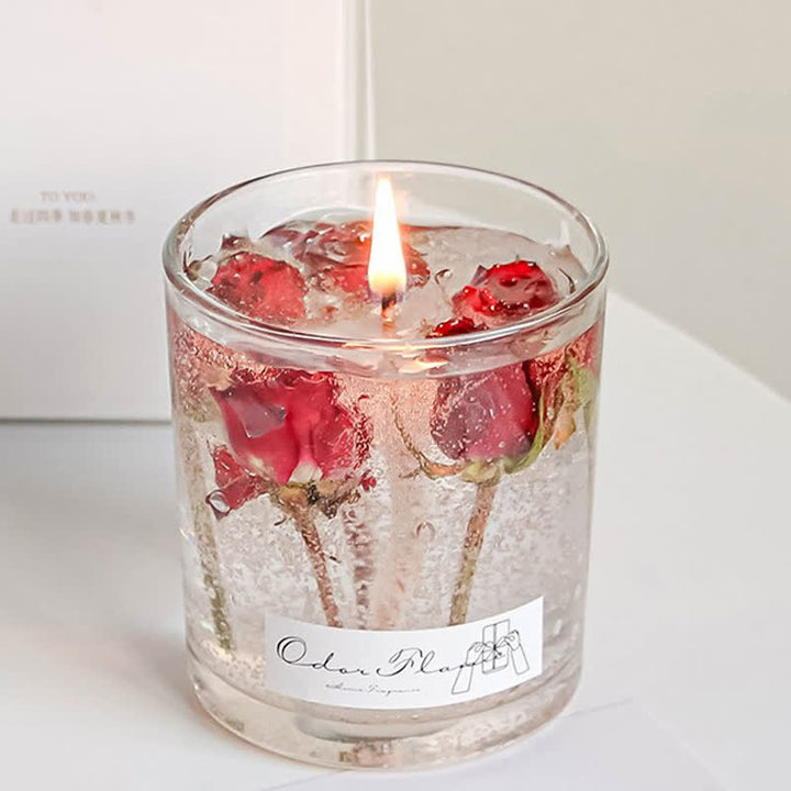 Bougie d'aromathérapie romantique aux vraies fleurs Olivenorma