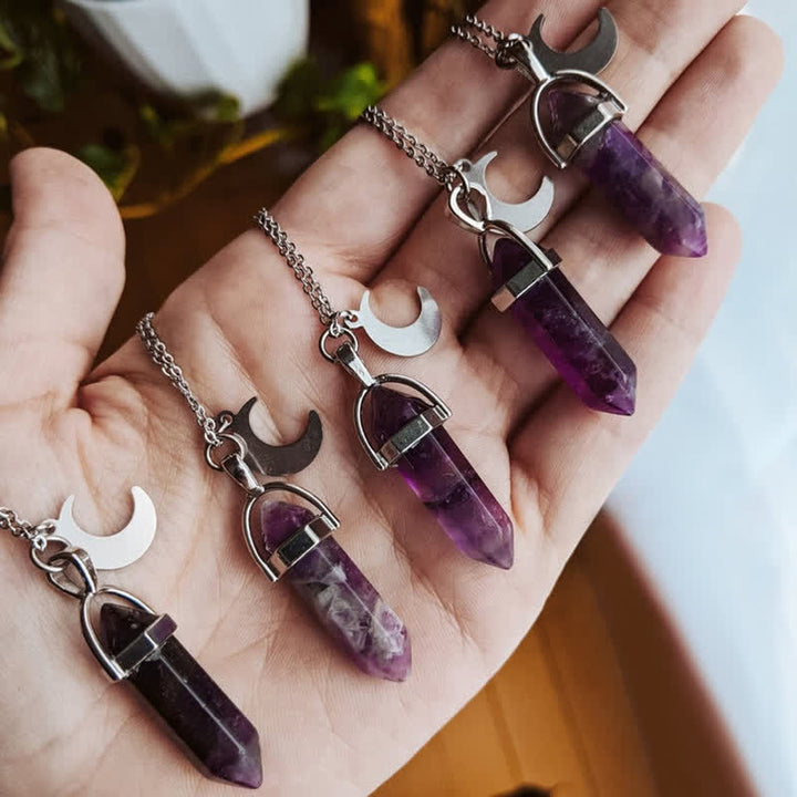 Collier à breloque croissant de lune en améthyste Olivenorma
