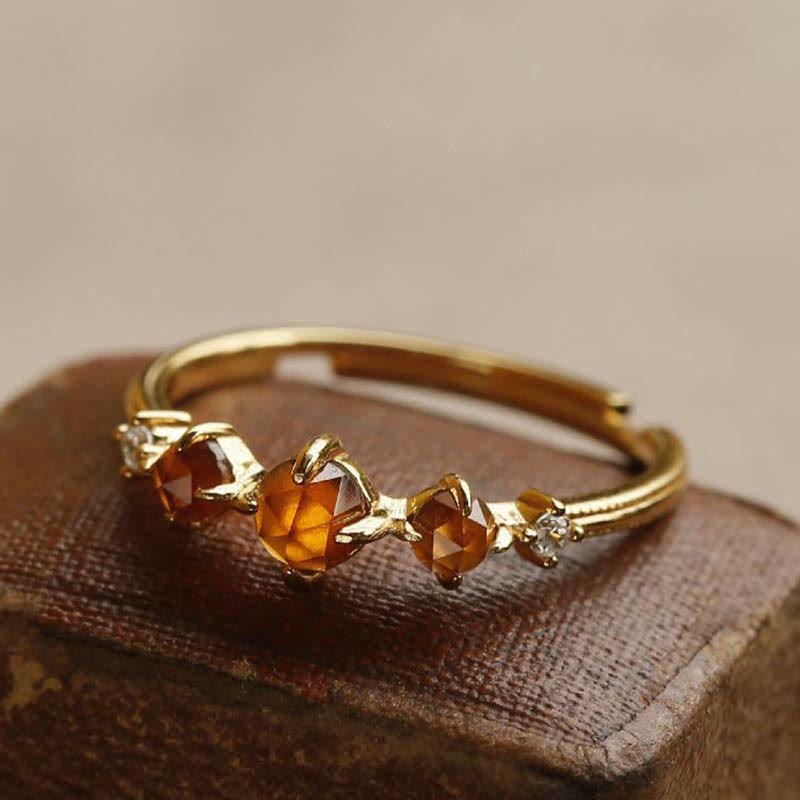 Bague ajustable en grenat orange Olivenorma