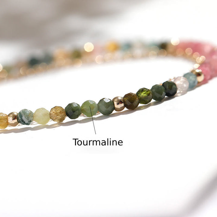 Bracelet double fin en cuivre plaqué or et tourmaline Olivenorma