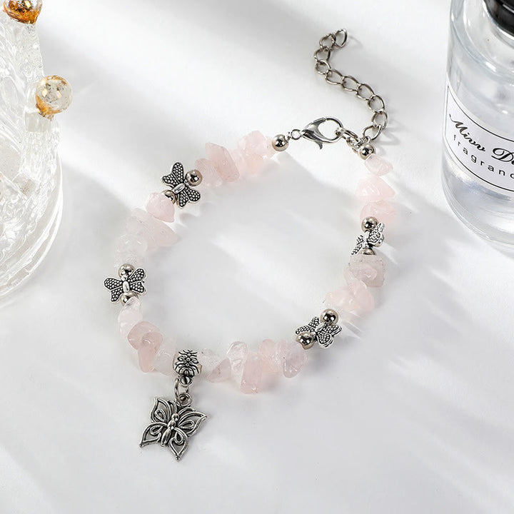 Bracelet à breloques papillon en cristal coloré Olivenorma