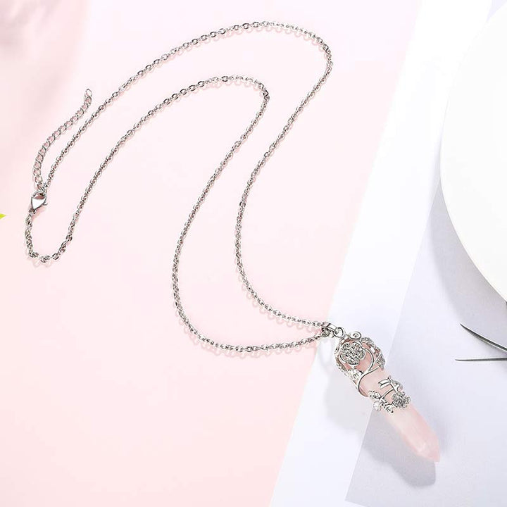 Collier à colonne hexagonale en cristal naturel Olivenorma
