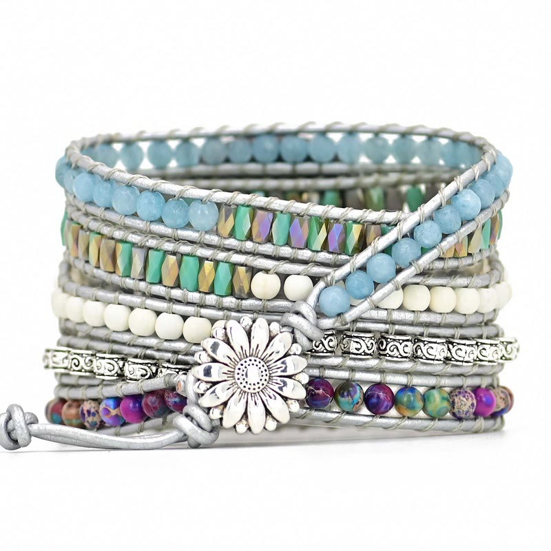 Bracelet Samsung enveloppant en jade blanc aigue-marine Olivenorma