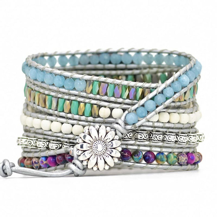 Bracelet Samsung enveloppant en jade blanc aigue-marine Olivenorma