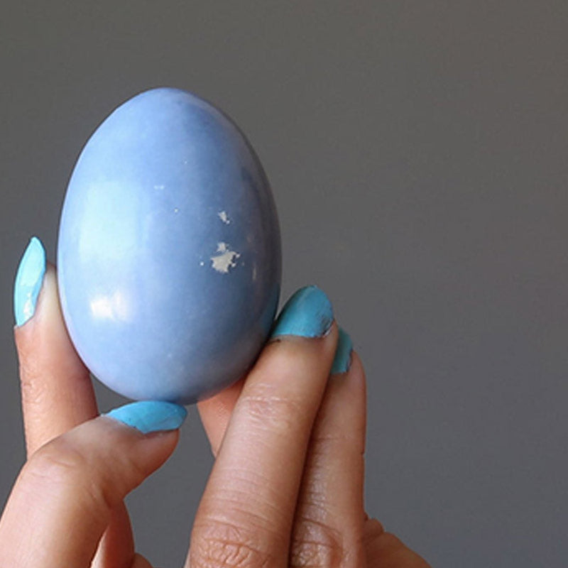 Oeuf de cristal d'ange gardien angelite de Pâques