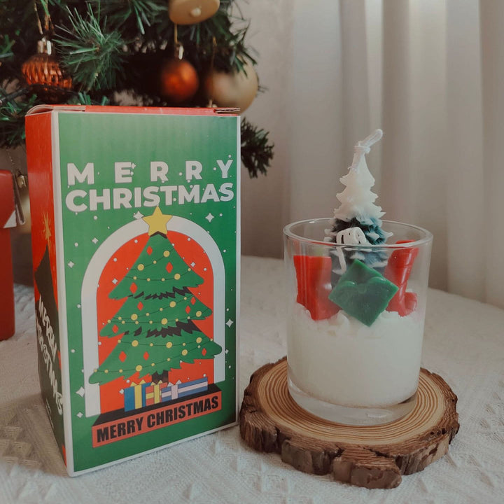 Bougie de Noël en forme de tasse de Père Noël, bonhomme de neige et élan Olivenorma