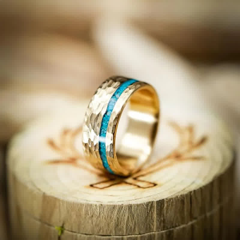 VERTIGO - Alliance en turquoise martelée