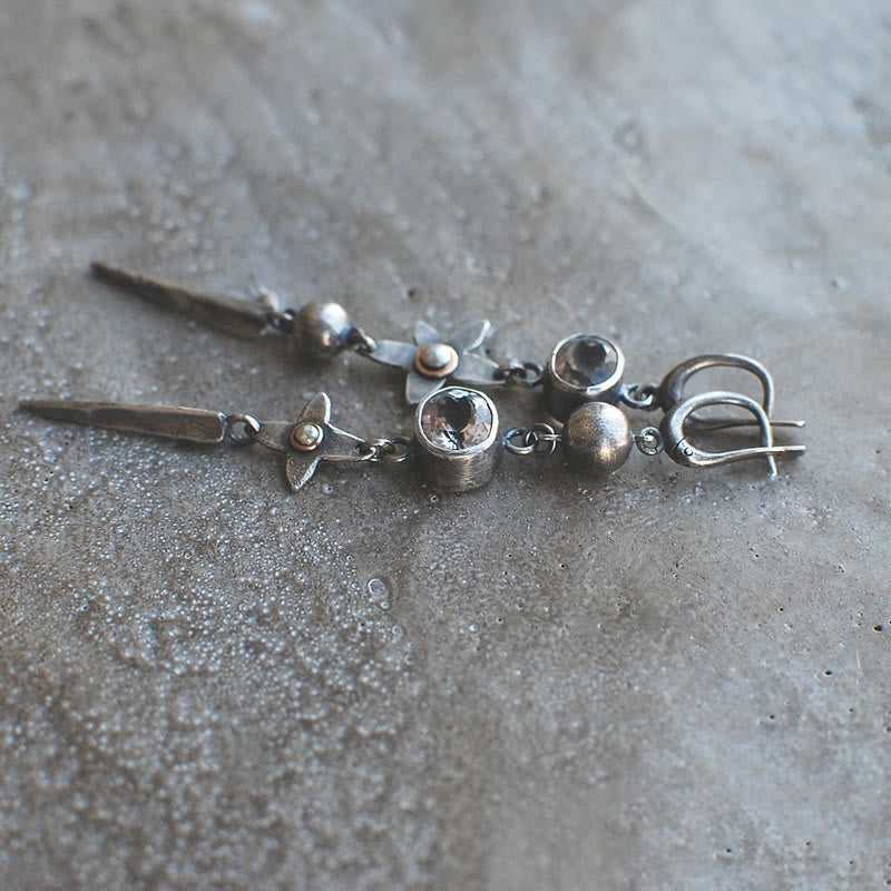 Boucles d'oreilles pendantes géométriques longues en strass Olivenorma - image 2