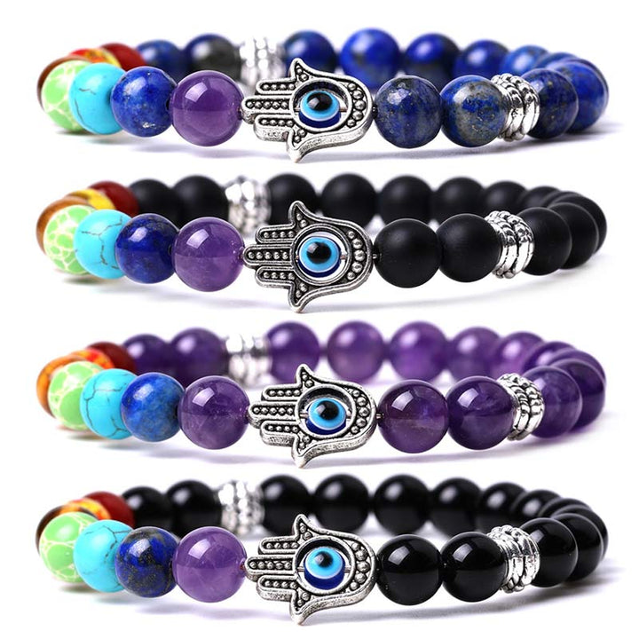 Bracelet Olivenorma Chakra Naturel Hamsa & Evil Eye Reki