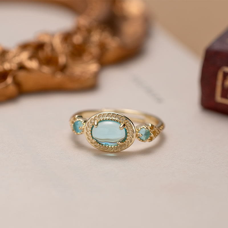 Bague ajustable en tourmaline Paraiba Olivenorma « Chaque mer est une île »