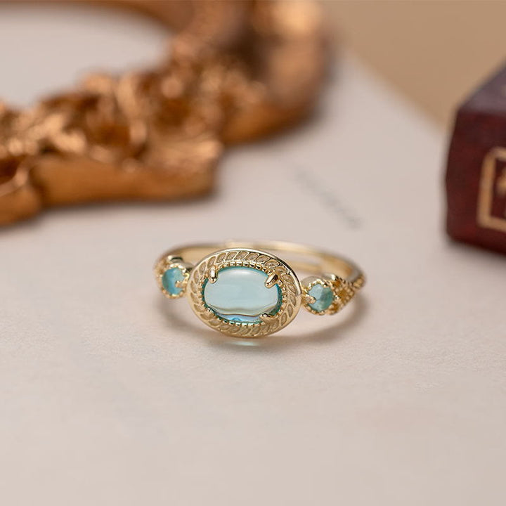 Bague ajustable en tourmaline Paraiba Olivenorma « Chaque mer est une île »