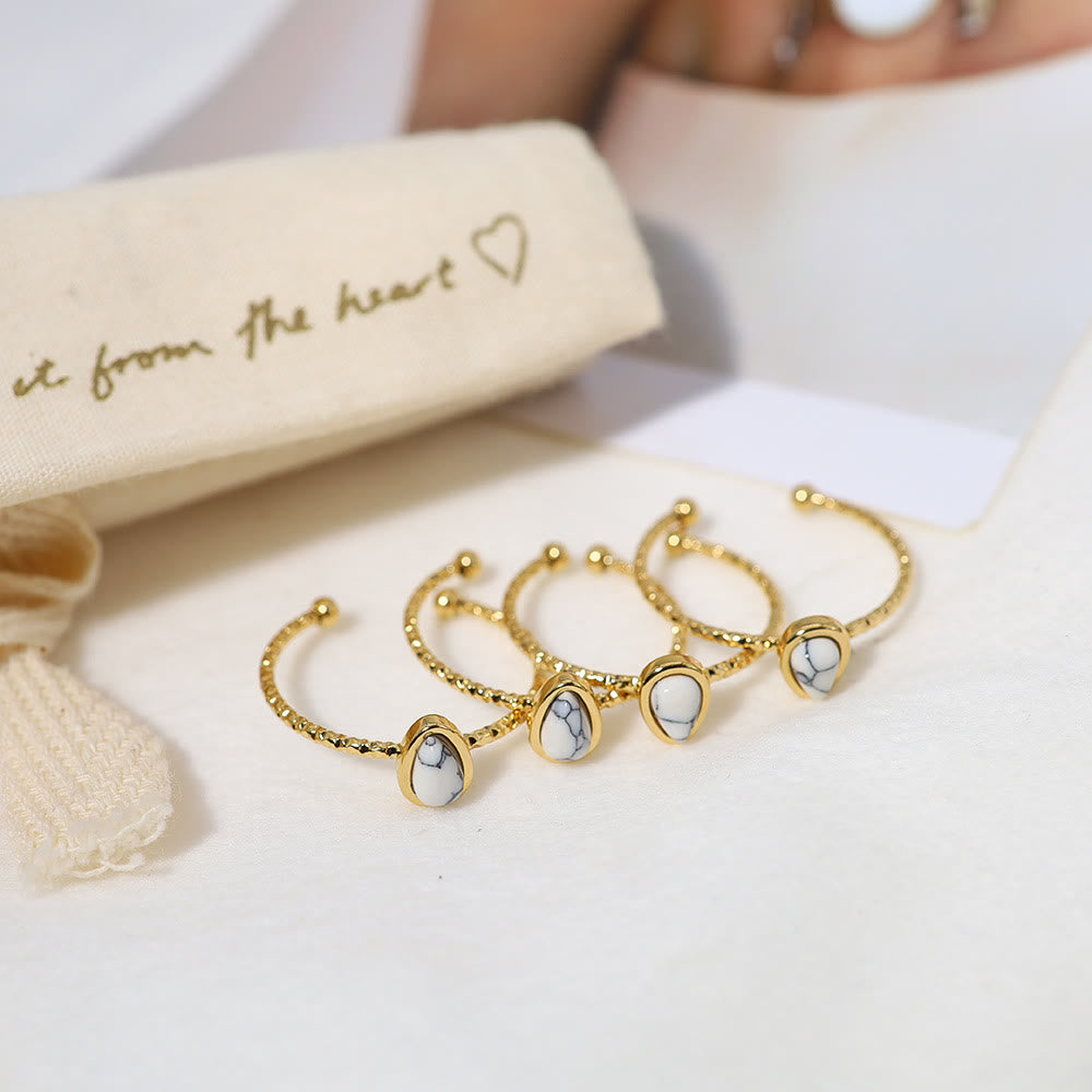 Bague en acier titane 18 carats avec pierre naturelle et goutte d'eau Olivenorma