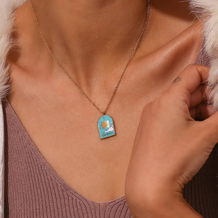 Collier de Tarot Olivenorma Blue Evil Eye Galaxy Sun