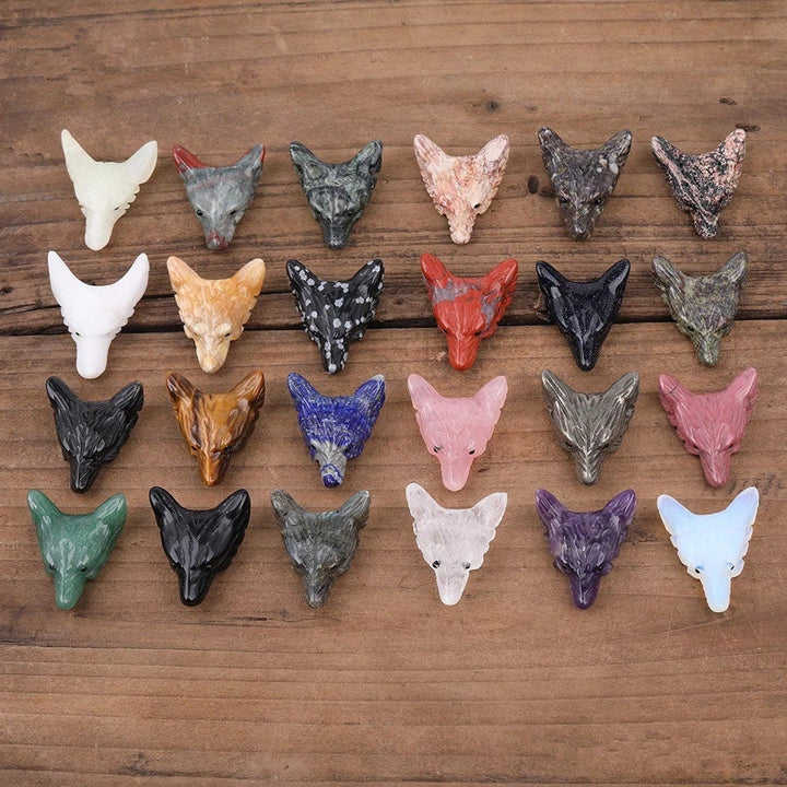 Tête de loup sculptée en cristal naturel Olivenorma, accessoire de décoration en pierres précieuses - image 1