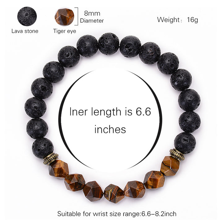 Bracelet de protection en œil de tigre avec pierre de lave