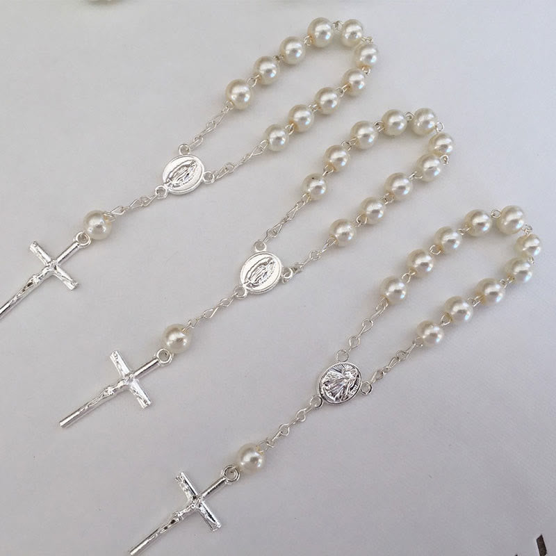 Bracelet chapelet en perles avec croix de la Vierge Marie Olivenorma