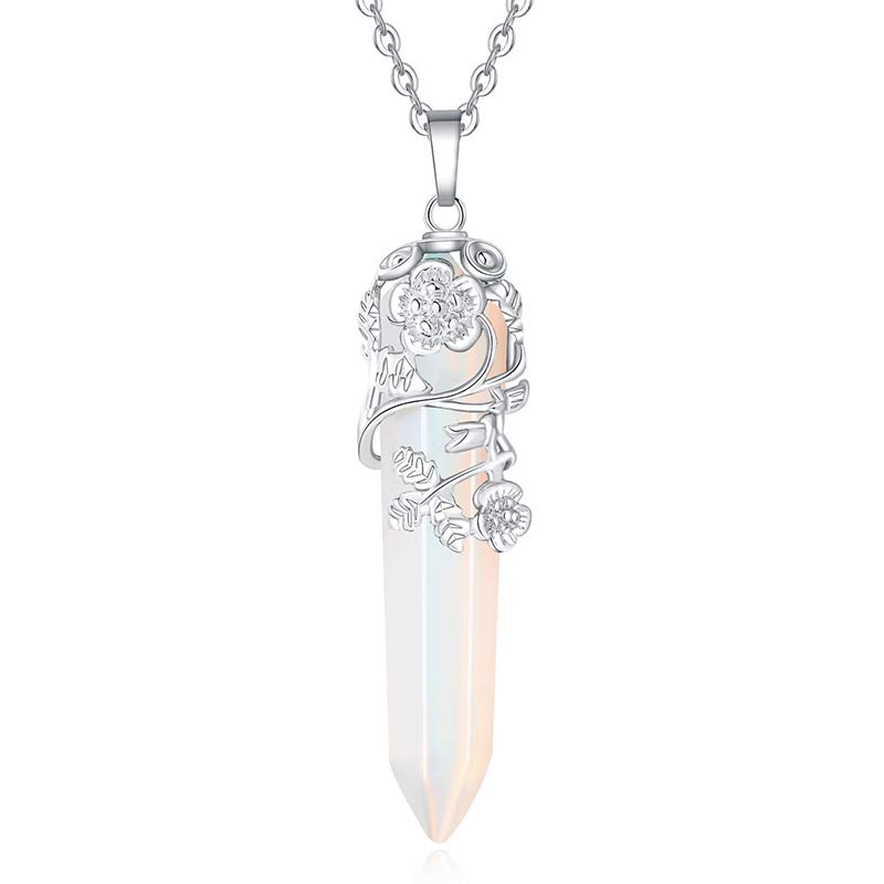 Collier à colonne hexagonale en cristal naturel Olivenorma