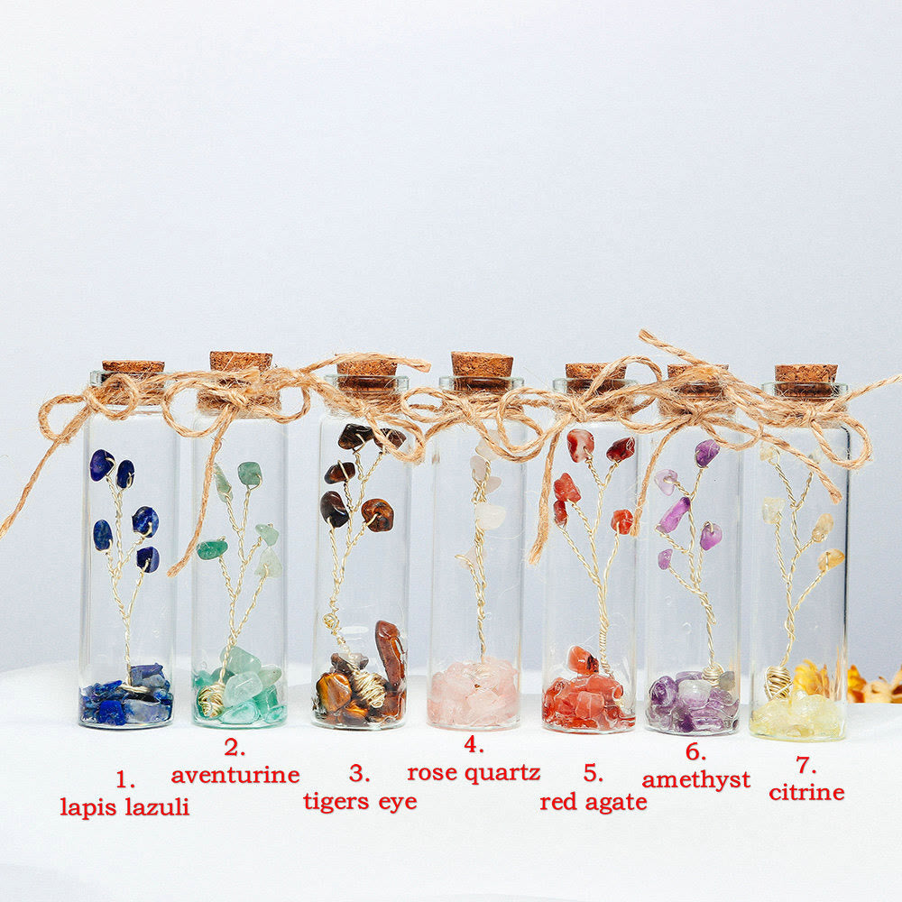 Décoration de bouteille en verre en pierre concassée en cristal de chakra Olivenorma