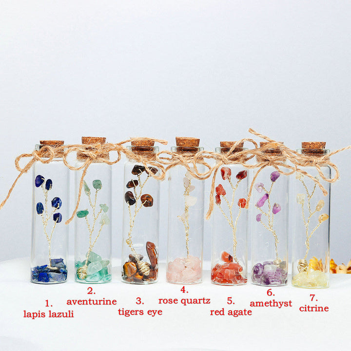 Décoration de bouteille en verre en pierre concassée en cristal de chakra Olivenorma